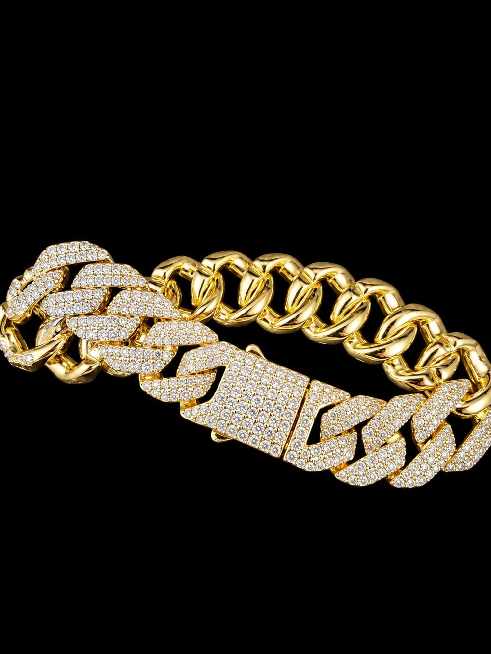 Gold Cuban Link Tennis Bracelet with Pavé CZ Accents